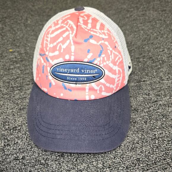 Vineyard Vines Accessories - Vineyard Vines Trucker Hat Pink Blue Mesh Cap – Coastal Prep Y2K Dad Hat